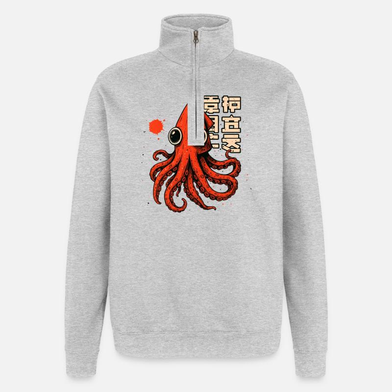 TINTENFISCH-TSHIRT - Quarter-Zip-Sweatshirt - Grau meliert