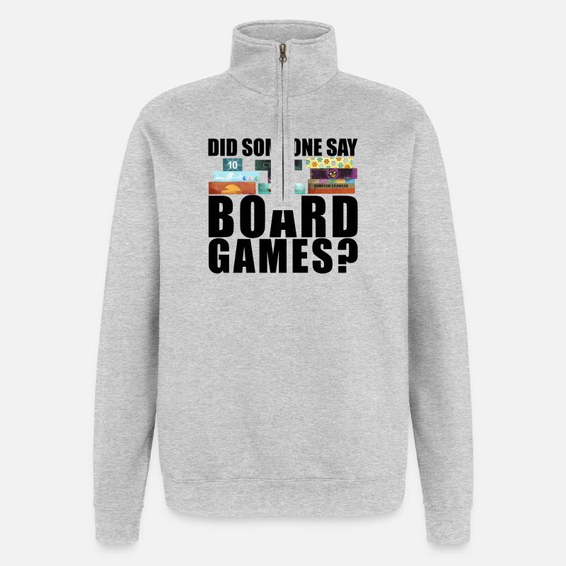 Brettspiele lustiger Spruch - Quarter-Zip-Sweatshirt - Grau meliert