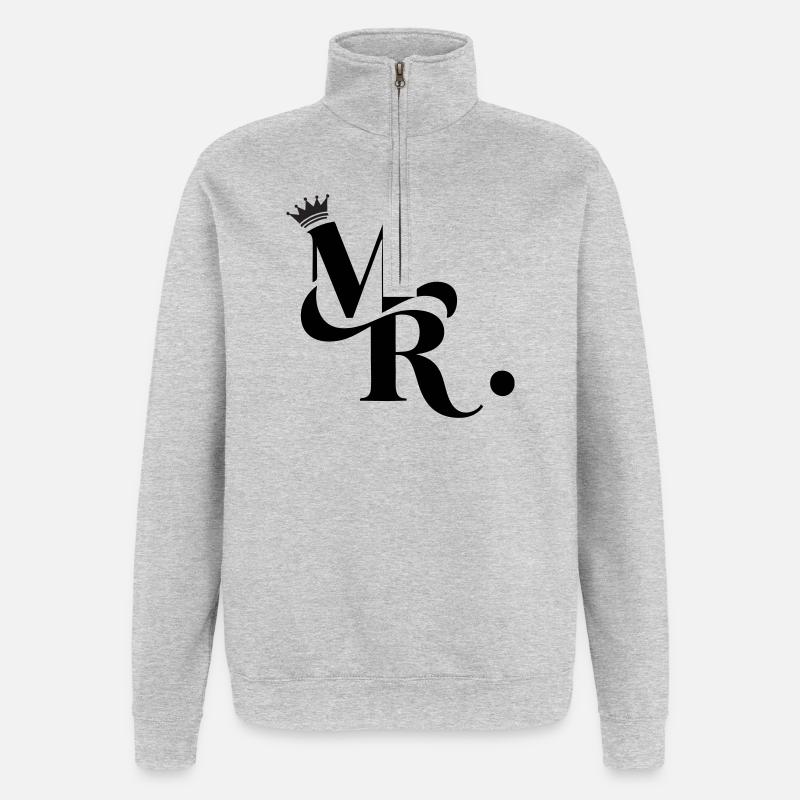 Mr. & Krone, personalisierbar - Quarter-Zip-Sweatshirt - Grau meliert