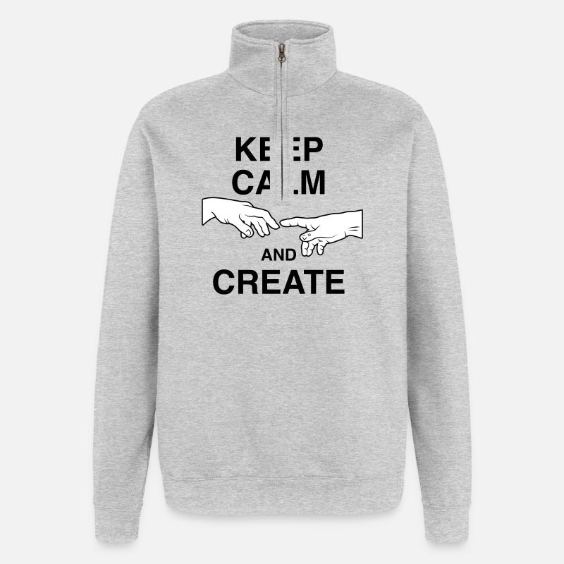 Keep calm and create - Quarter-Zip Sweatshirt - heather grey