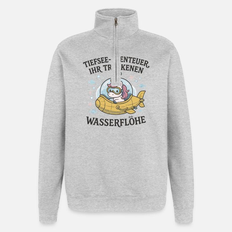 Einhorn-Tiefsee-U-Boot - Quarter-Zip-Sweatshirt - Grau meliert