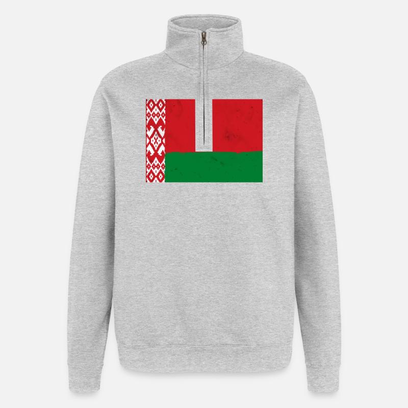 Flagge von Belarus - Quarter-Zip-Sweatshirt - Grau meliert