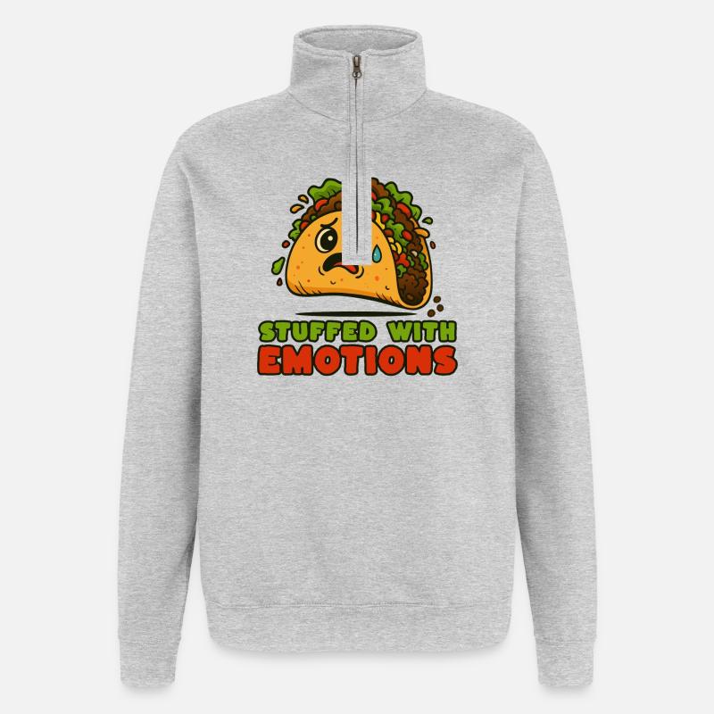 Tacos voller Emotionen - Quarter-Zip-Sweatshirt - Grau meliert