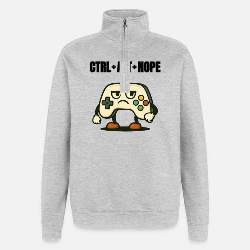 CTRL ALT NOPE Controller Meme - Quarter-Zip Sweatshirt - heather grey