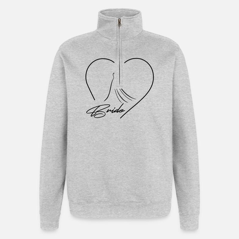 Team Bride! Heart & Wedding Dress, Customizable - Quarter-Zip Sweatshirt - heather grey