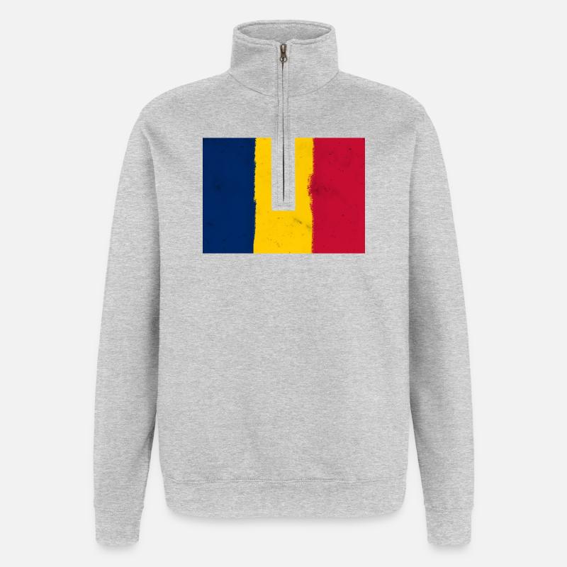 Drapeau du Tchad - Sweat à zip 1/4 - gris chiné