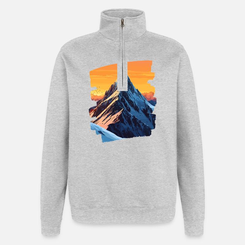 Berge Klettern Kletterer Wandern - Quarter-Zip-Sweatshirt - Grau meliert