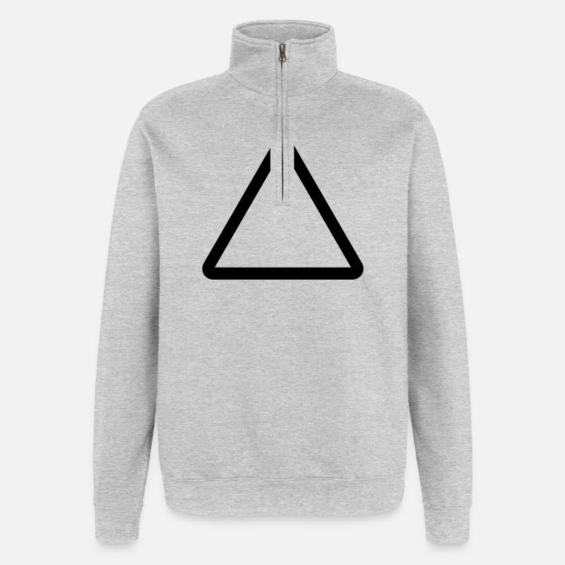 Chantier de construction, modèle de panneau d’avertissement, avertissement de danger - Sweat à zip 1/4 - gris chiné