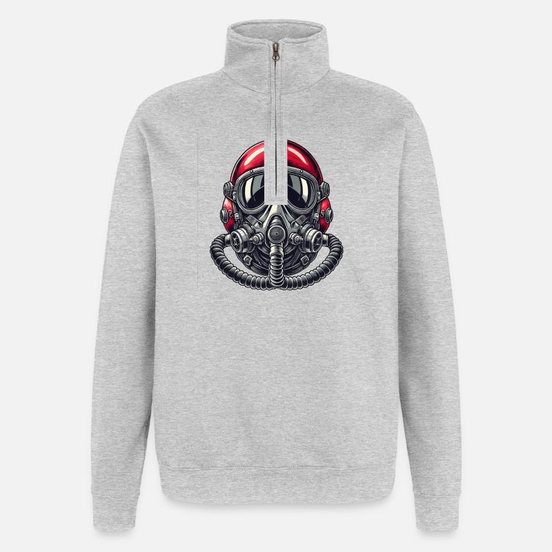 Conception du casque de pilote - Sweat à zip 1/4 - gris chiné