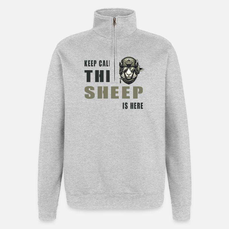 Sheep – Keep Calm Design - Quarter-Zip Sweatshirt - heather grey