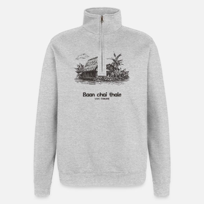 Baan chai thale - Sweat à zip 1/4 - gris chiné