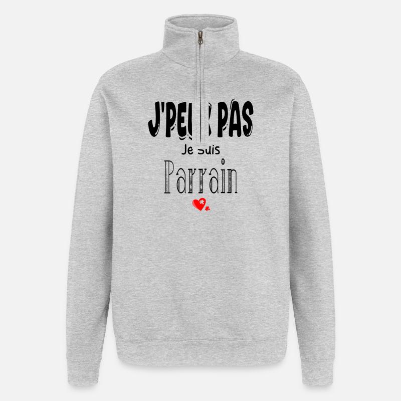 J'Peux Pas Je suis Parrain - Sweat à zip 1/4 - gris chiné