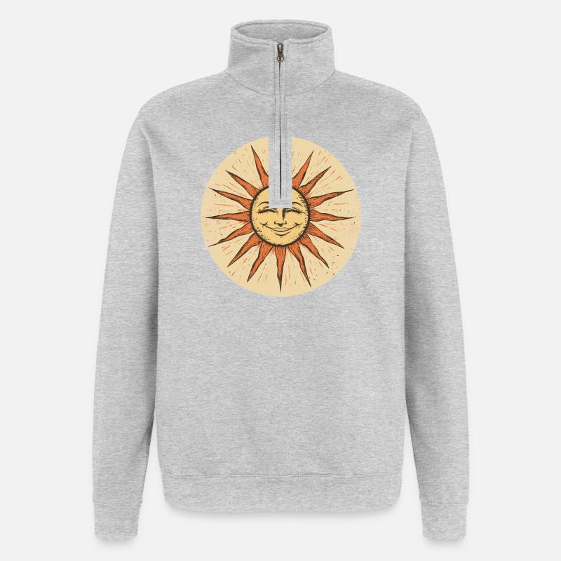 Soleil - Sweat à zip 1/4 - gris chiné