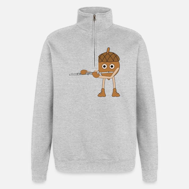 Flötensattel - Quarter-Zip-Sweatshirt - Grau meliert