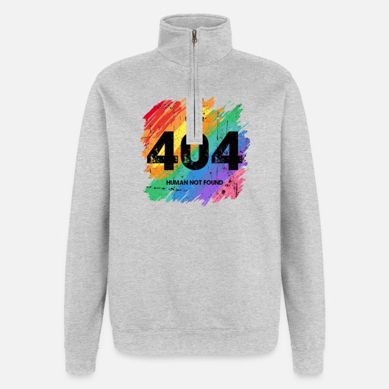 Vibrant Rainbow Error 404 Design - Quarter-Zip Sweatshirt - heather grey