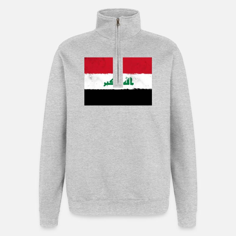 Drapeau de l’Irak - Sweat à zip 1/4 - gris chiné
