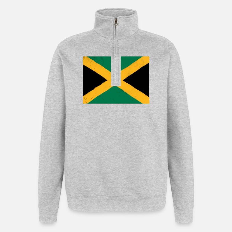 Flagge von Jamaika - Quarter-Zip-Sweatshirt - Grau meliert