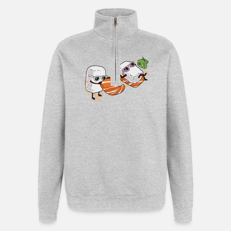 Sushis d’été - Sweat à zip 1/4 - gris chiné