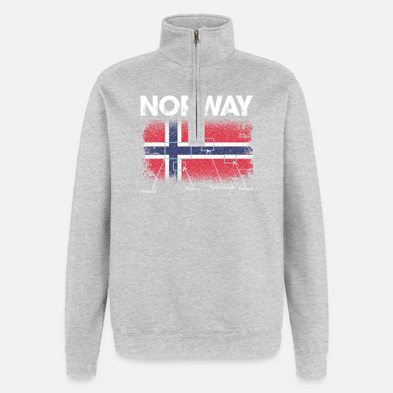 Norway Flag Map Design - Quarter-Zip Sweatshirt - heather grey