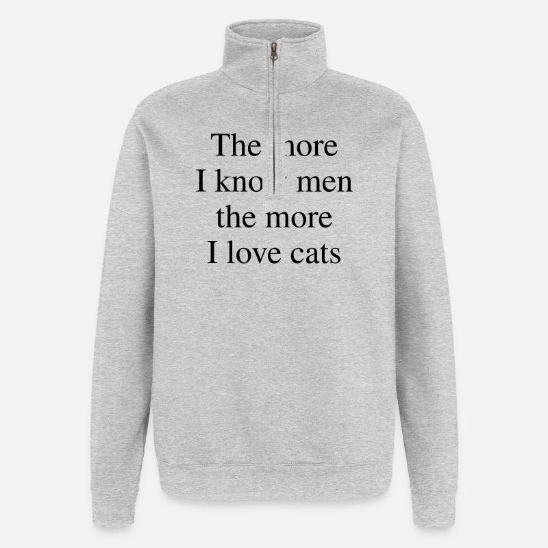 Plus j’aime les chats - Sweat à zip 1/4 - gris chiné