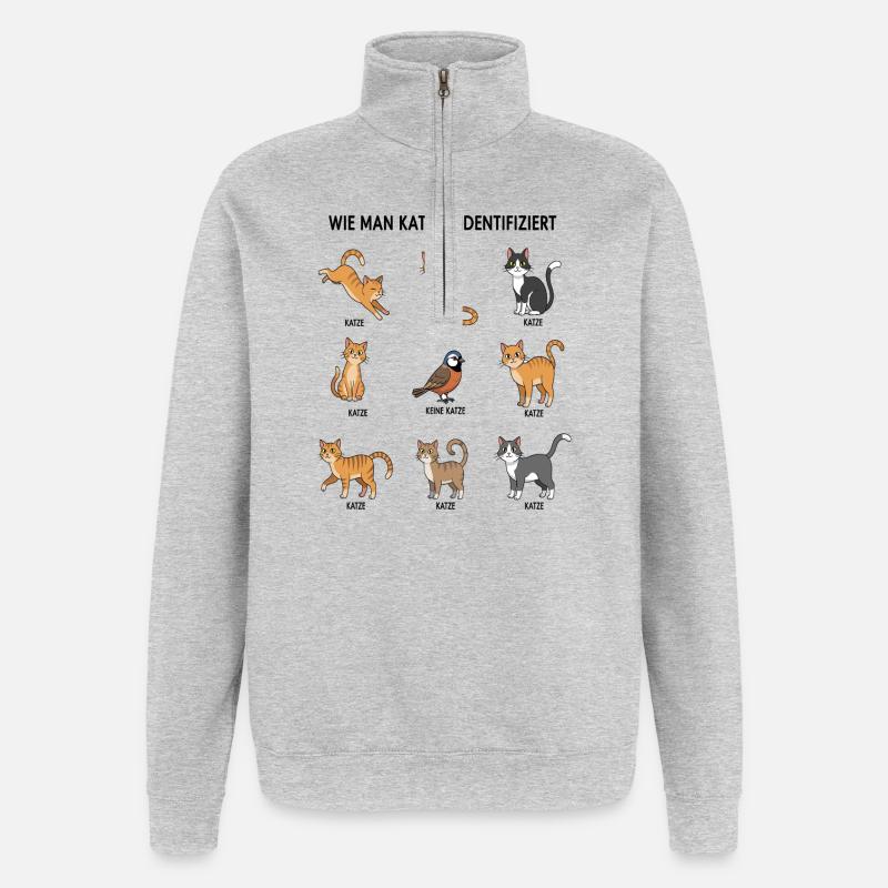 Cat Identification Guide - Quarter-Zip Sweatshirt - heather grey
