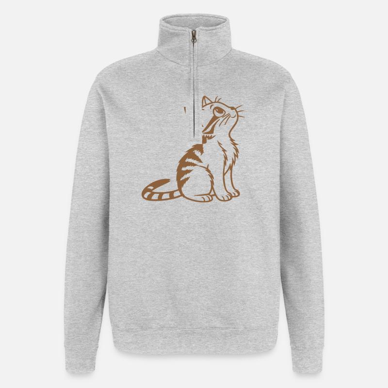 Süßes Kätzchen - Quarter-Zip-Sweatshirt - Grau meliert