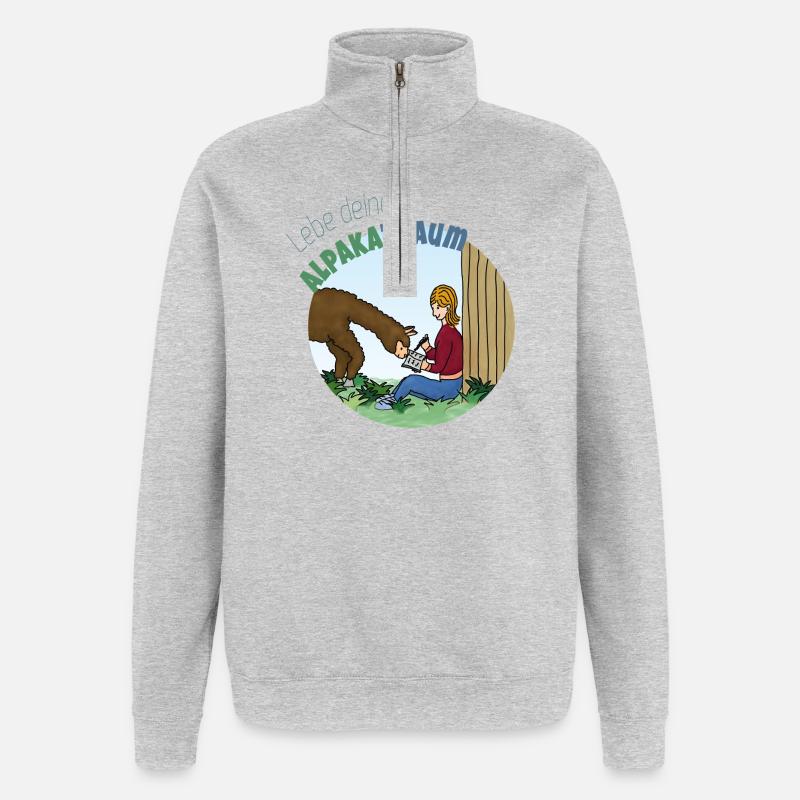 Alpaka-Traum - Quarter-Zip-Sweatshirt - Grau meliert