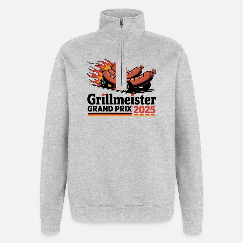 Grillmeister Grand Prix Bratwurst Racing BBQ - Sweat à zip 1/4 - gris chiné