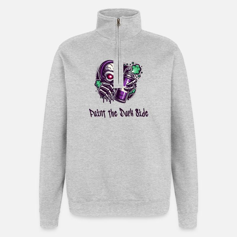 Die dunkle Seite malen - Quarter-Zip-Sweatshirt - Grau meliert