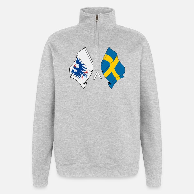 Värmland et Suède – Croisement - Sweat à zip 1/4 - gris chiné