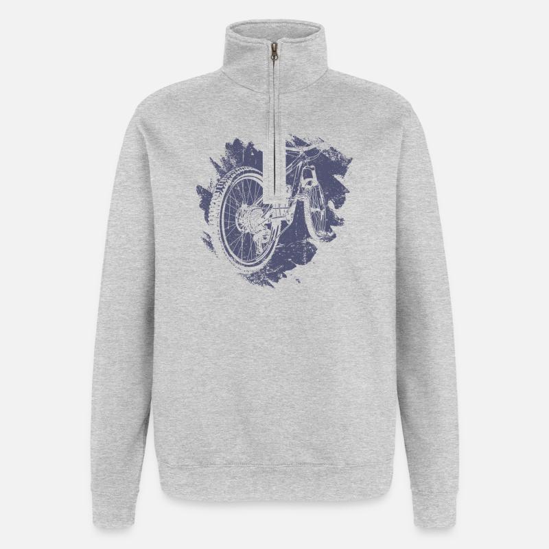Illustration d’engrenage de vélo rétro - Sweat à zip 1/4 - gris chiné