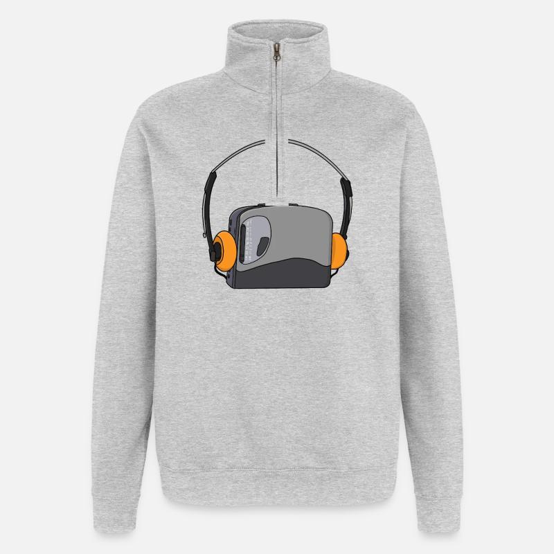 Cooler tragbarer Kassetten-Audio-Player - Quarter-Zip-Sweatshirt - Grau meliert