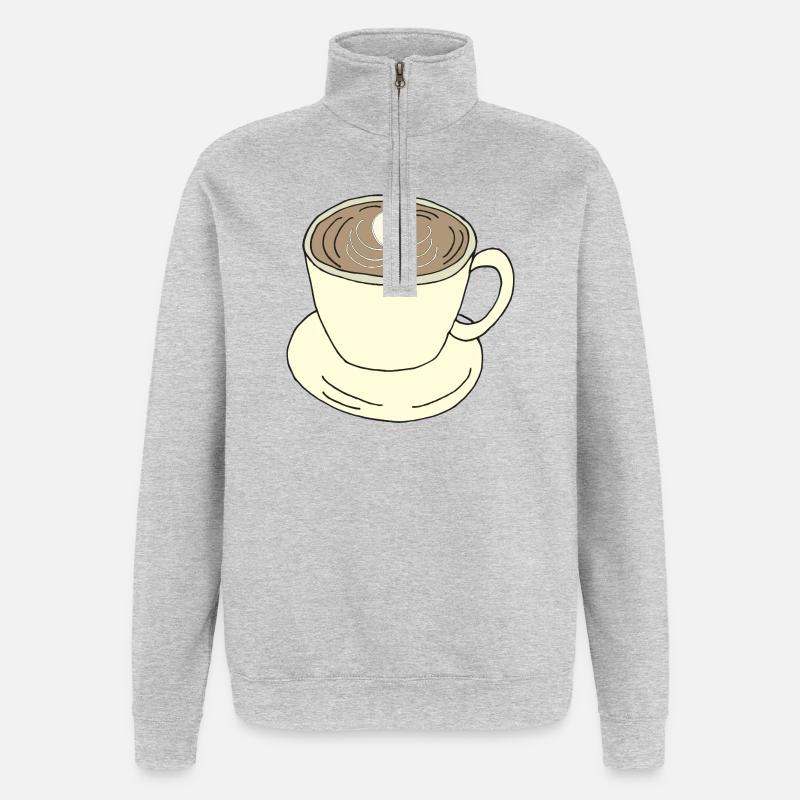 kaffeetasse - Quarter-Zip-Sweatshirt - Grau meliert