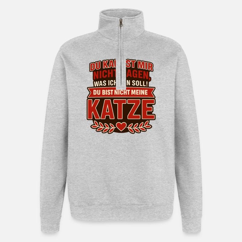 Tu n’es pas mon chat ! - Sweat à zip 1/4 - gris chiné