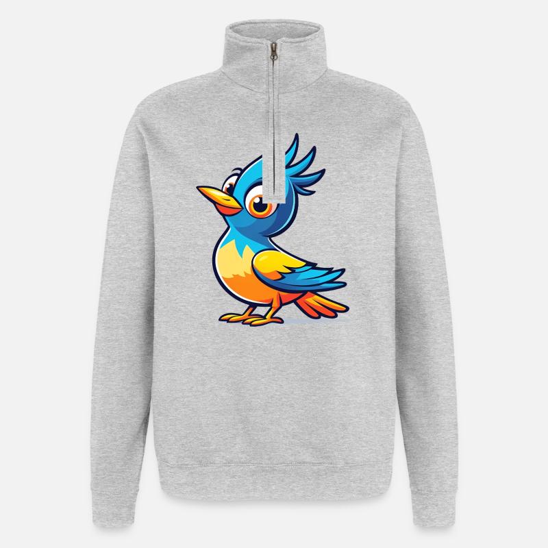 Blauer Vogel - Quarter-Zip-Sweatshirt - Grau meliert