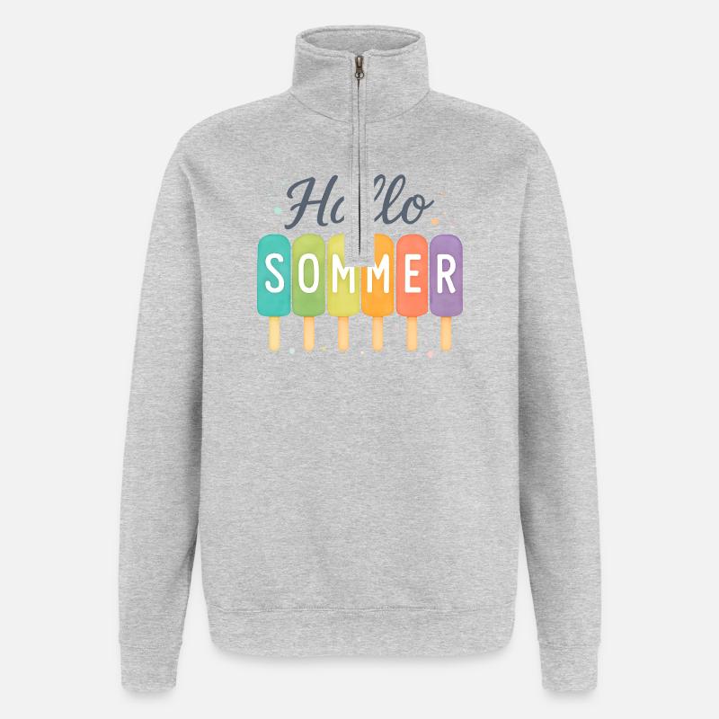 Hello Summer - Age Begins - Quarter-Zip Sweatshirt - heather grey