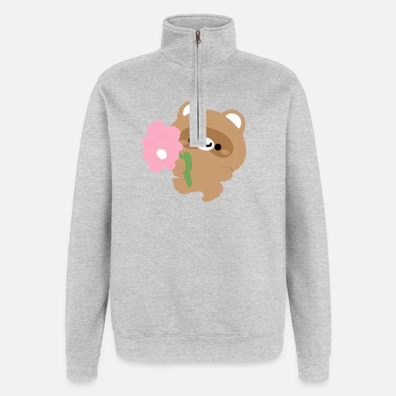 Romantischer Biber - Quarter-Zip-Sweatshirt - Grau meliert