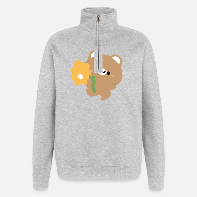 Romantischer Bär - Quarter-Zip-Sweatshirt - Grau meliert