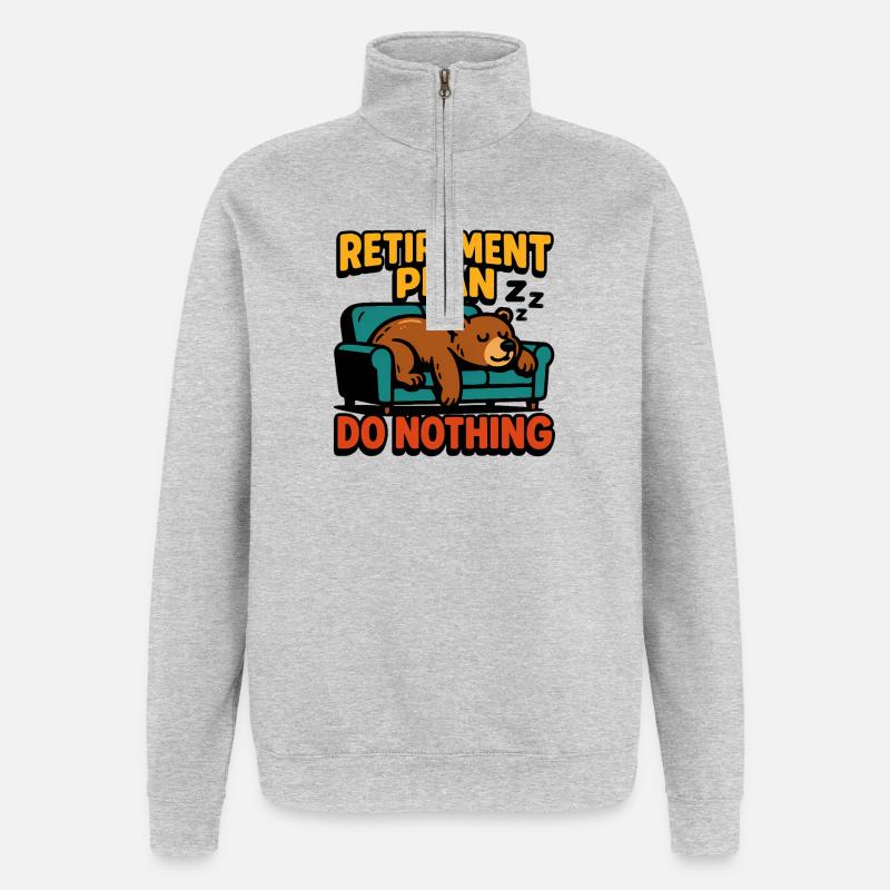 Retirement plan: doing nothing - Quarter-Zip Sweatshirt - heather grey