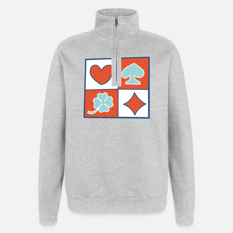 Checkerboard 2 by helfspawn - Quarter-Zip Sweatshirt - heather grey