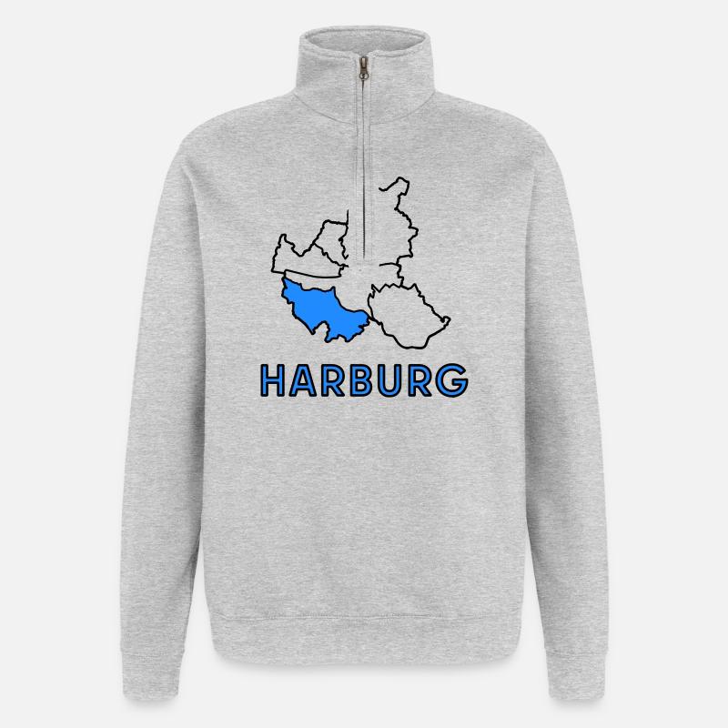 Harburg, un quartier de Hambourg - Sweat à zip 1/4 - gris chiné