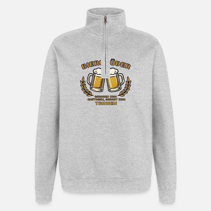 Bierbrüder - Quarter-Zip-Sweatshirt - Grau meliert