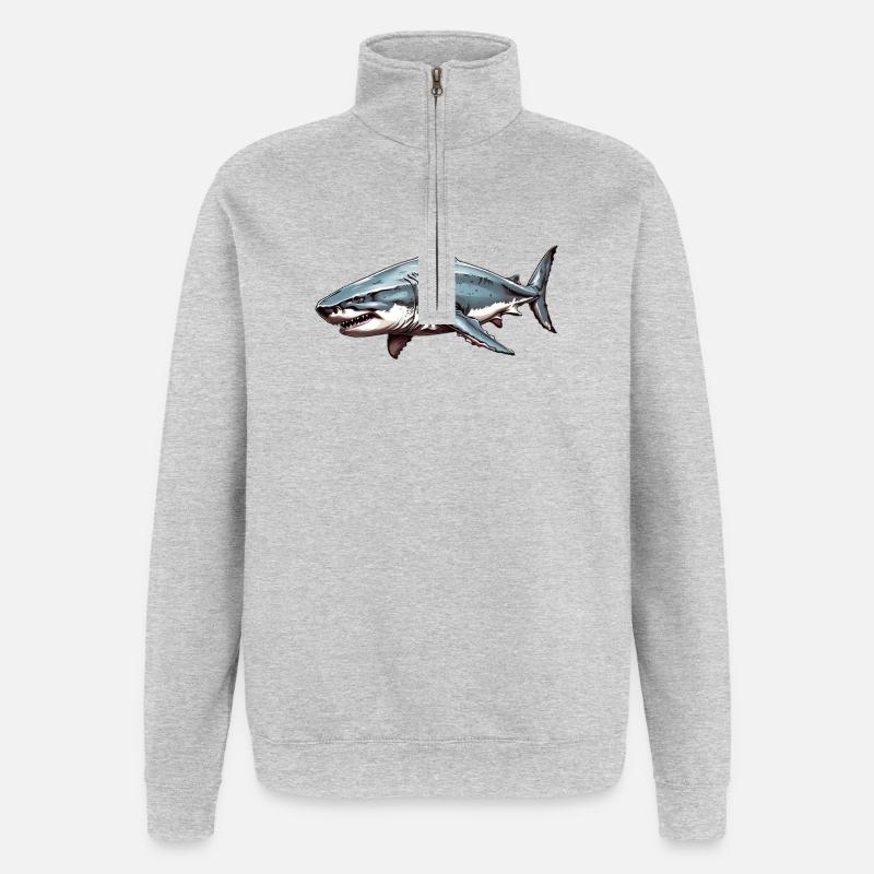 Marée de requin - Sweat à zip 1/4 - gris chiné