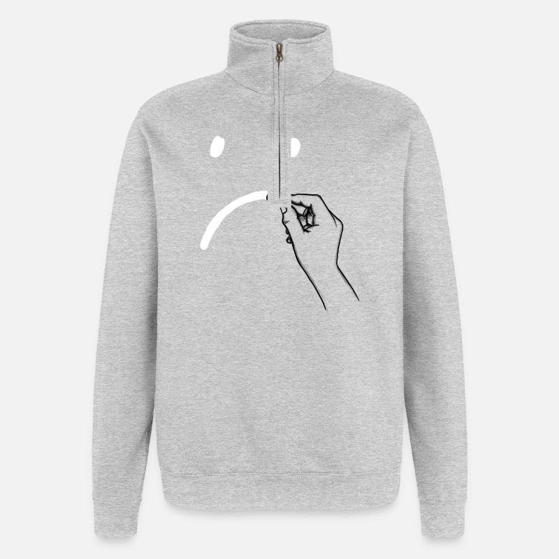 Sad face - Quarter-Zip Sweatshirt - heather grey