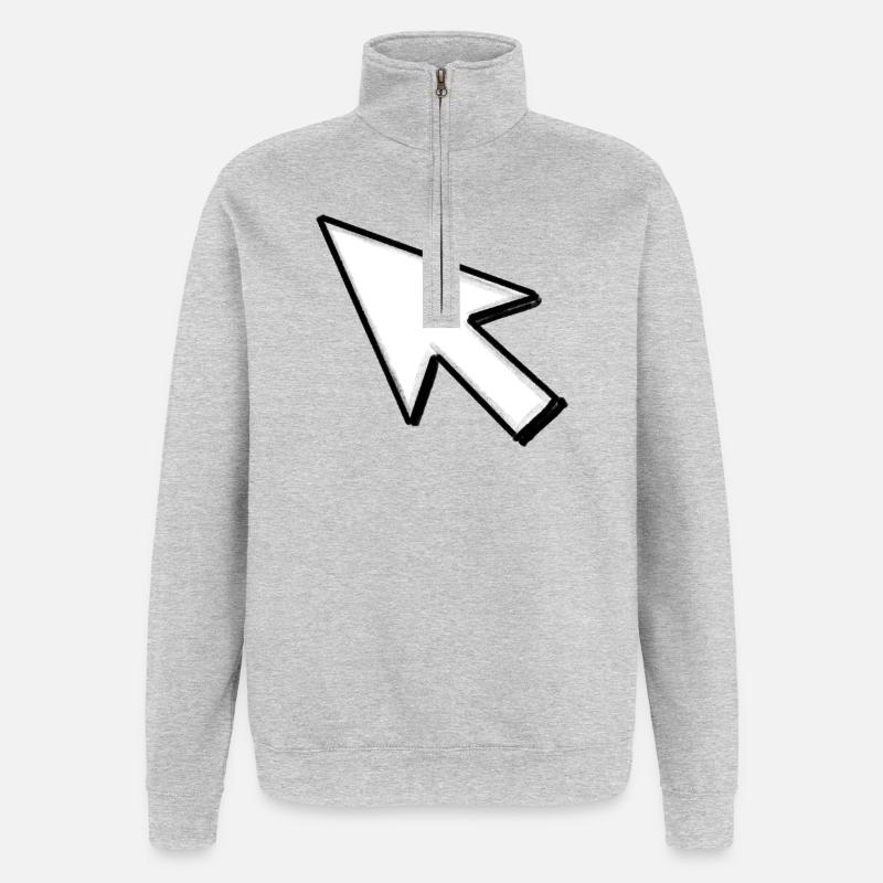 Cursor: Click mich! - Quarter-Zip-Sweatshirt - Grau meliert