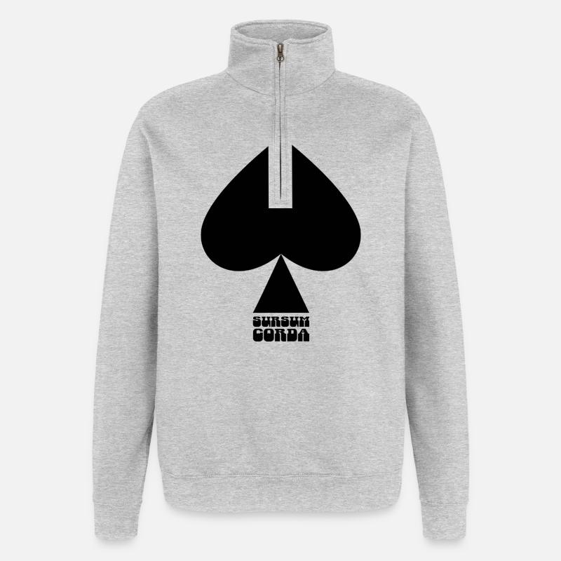 Sursum corda - Sweat à zip 1/4 - gris chiné