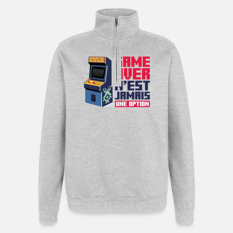 Galactic Blasters par Helfspawn - Sweat à zip 1/4 - gris chiné