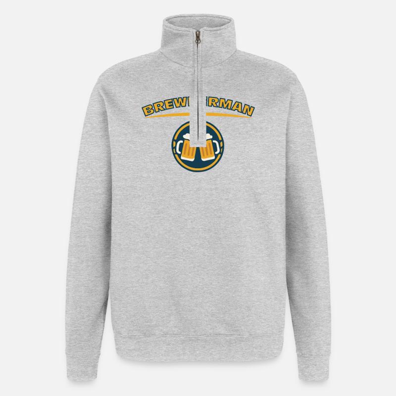 BREWPERMAN - Quarter-Zip-Sweatshirt - Grau meliert