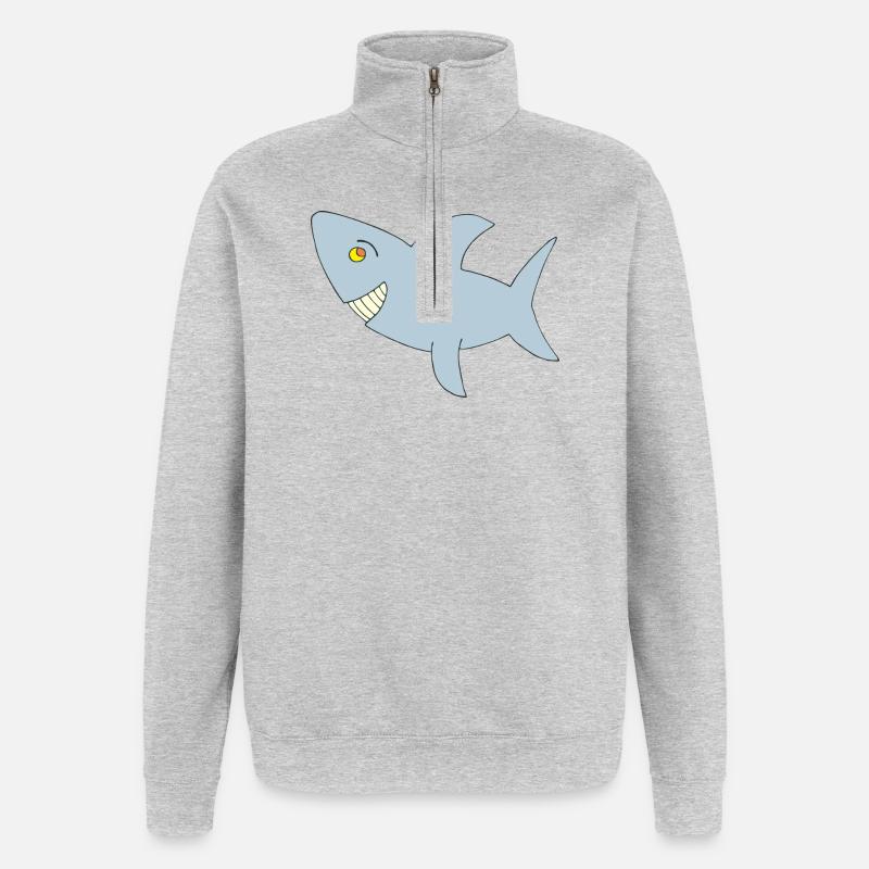 Requin Big One - Sweat à zip 1/4 - gris chiné