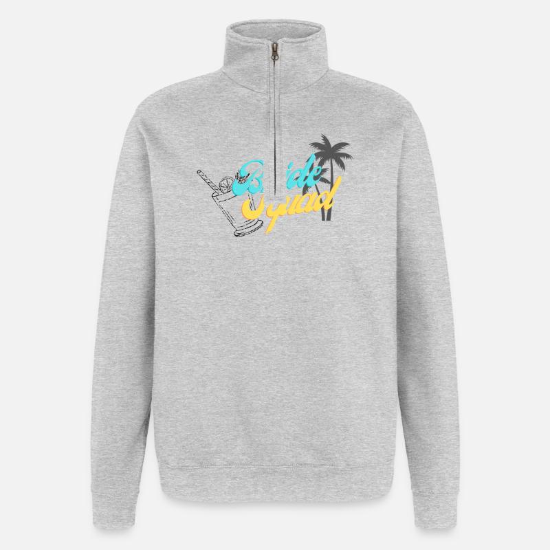 Bride Squad Tropical Sunset Design - Sweat à zip 1/4 - gris chiné